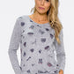 Light Grey Knit with Navy Print