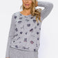 Light Grey Knit with Navy Print