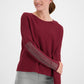 Merlot Pullover with Rhinestone Detailed Sleeves