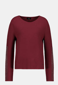 Merlot Pullover with Rhinestone Detailed Sleeves