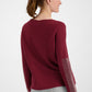 Merlot Pullover with Rhinestone Detailed Sleeves