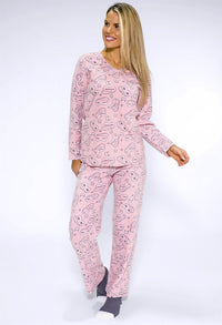 3 piece microfleece sleep print pyjama set with plush socks