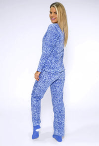 3 piece microfleece leopard print pyjama set with plush socks