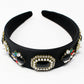 Black Velvet Headband with Pearl and Jewel Details