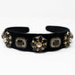 Black Velvet Headband with Gold Jewels