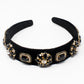 Black Velvet Headband with Gold Jewels