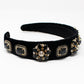 Black Velvet Headband with Gold Jewels