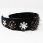 Black Velvet Headband with Black Jewels