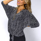 Silver Batwing Top with Studded Neckline