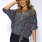 Silver Batwing Top with Studded Neckline