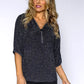 Black Batwing Top with Diamante Zip Neckline