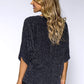 Black Batwing Top with Diamante Zip Neckline