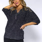 Black Batwing Top with Diamante Zip Neckline