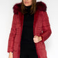 Reversible Wine Coat with Detachable Faux Fur Hood