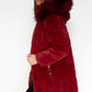 Reversible Wine Coat with Detachable Faux Fur Hood