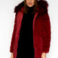 Reversible Wine Coat with Detachable Faux Fur Hood