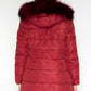 Reversible Wine Coat with Detachable Faux Fur Hood