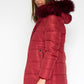 Reversible Wine Coat with Detachable Faux Fur Hood