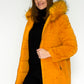 Reversible Mustard Coat with Detachable Faux Fur Hood