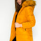 Reversible Mustard Coat with Detachable Faux Fur Hood