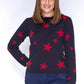 Navy and Red Star Print Knit