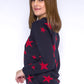 Navy and Red Star Print Knit