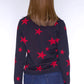 Navy and Red Star Print Knit