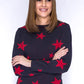 Navy and Red Star Print Knit