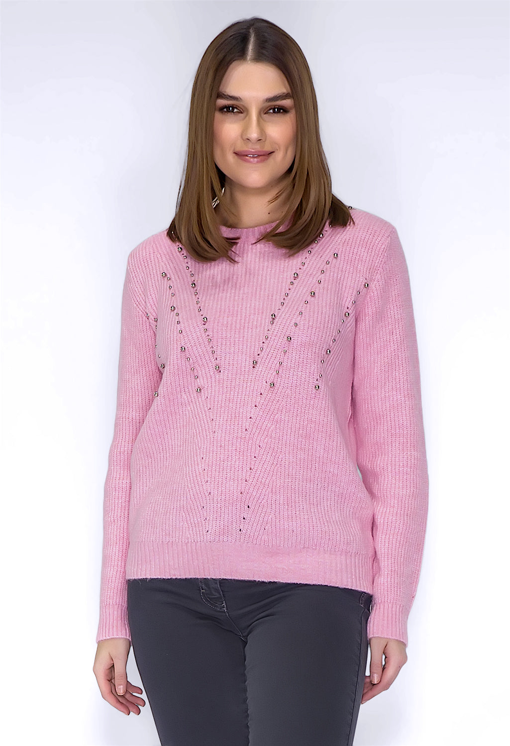 Rose Knit Jumper with Silver Pearls