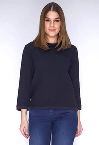 Navy Ribbed Knit Pullover