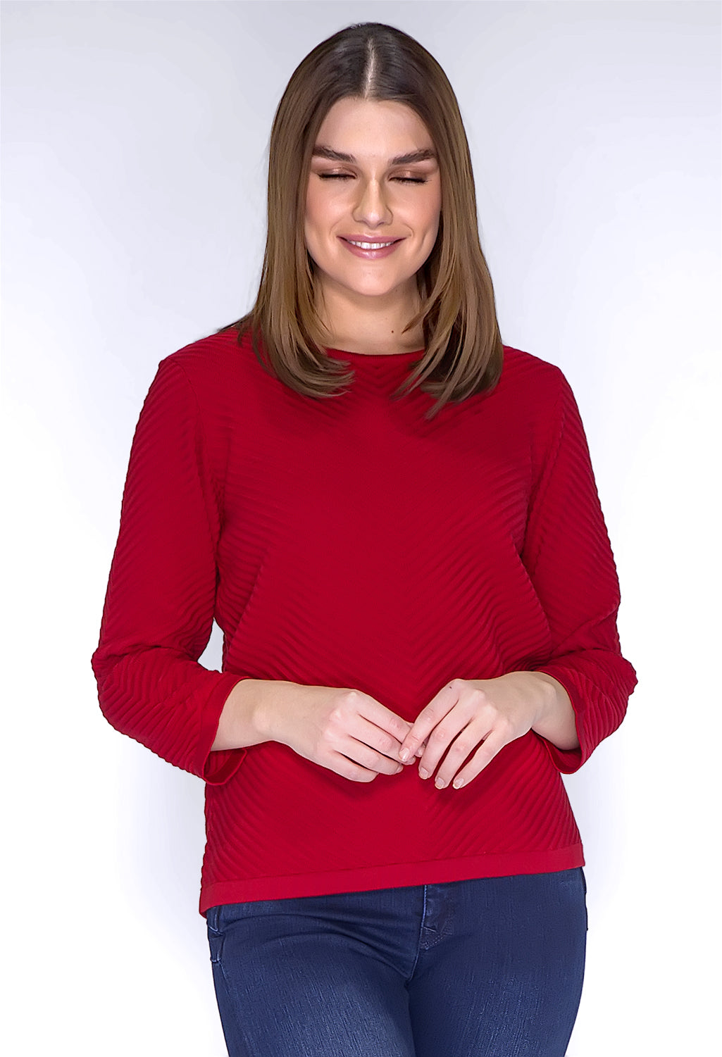 Red Ribbed Knit Pullover