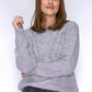 Light Grey Knit Jumper with Silver Pearls