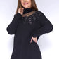 Black Sequin Long Line Knit