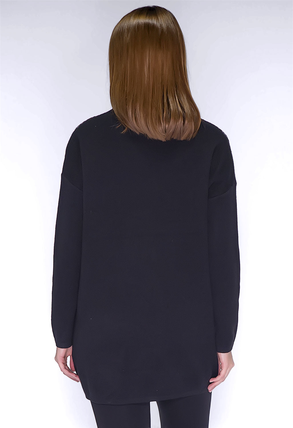 Black Sequin Long Line Knit