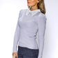 Light Grey Ribbed Knit Top with Lace Collar