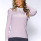 Light Pink Ribbed Knit Top with Lace Collar