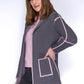 Grey and Rose Double Knit Cardigan