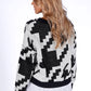 Beige Geometric Design Knit Pullover with Shirt Details