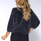 Black Glittered Top with Tied Hemline