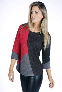 Charcoal Panelled Knit Top