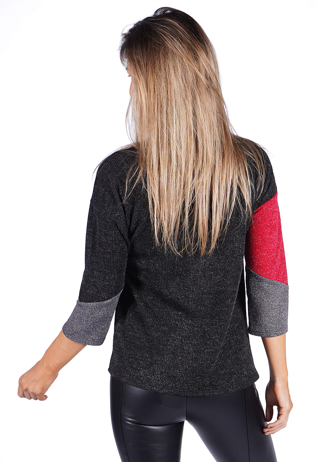 Charcoal Panelled Knit Top