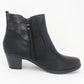 Black Block Heel Plain Front Ankle Boot