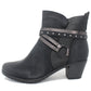 Black Block Heel Plain Front Ankle Boot-2