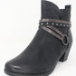 Black Block Heel Plain Front Ankle Boot-2