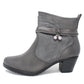 Grey Block Heel Plain Front Ankle Boot