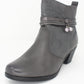 Grey Block Heel Plain Front Ankle Boot