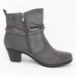 Grey Block Heel Plain Front Ankle Boot