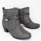 Grey Block Heel Plain Front Ankle Boot