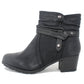 Black Block Heel Plain Front Ankle Boot