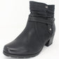 Black Block Heel Plain Front Ankle Boot